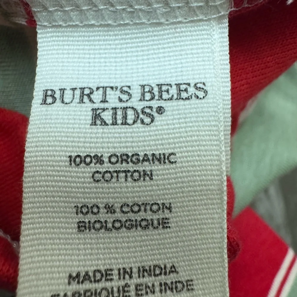 Burt’s Bees Unisex Striped Christmas Pajamas Holiday Red Green 2 Piece 4 NEW NWT
